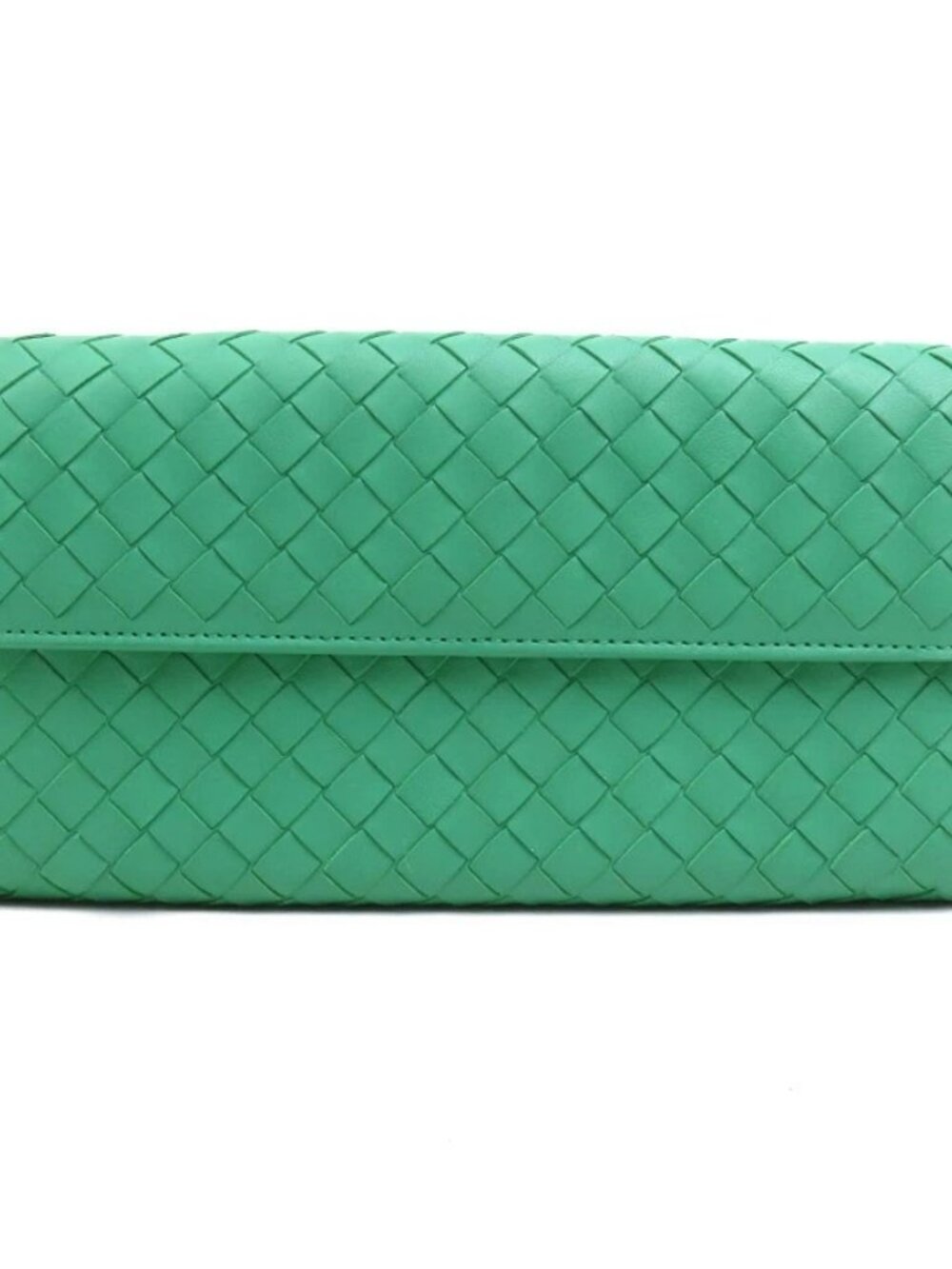 BOTTEGAVENETA Intrecciato Long Wallet Green Leather -